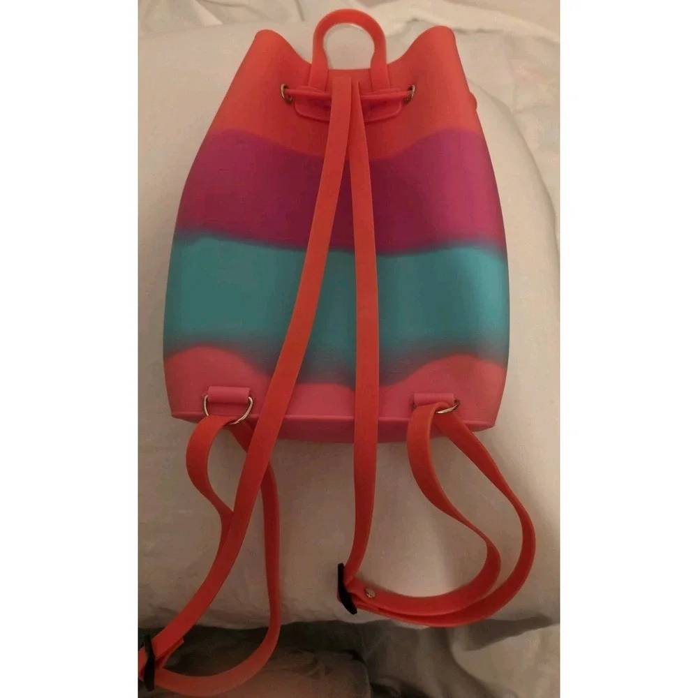 Gummy Backpack by American Jewel, 10x7, 100% Silicone, Aqua/Pink/OR ‎ Adjustable